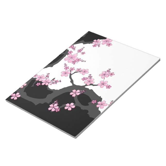 Japanisch Kimono Schwarz-Weiß-Rosa Sakura Notizblock (angewinkelt)
