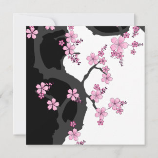 Japanisch Kimono Schwarz-Weiß-Rosa Sakura Stone Einladung