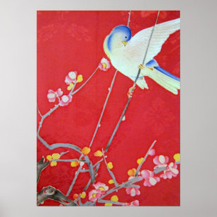 Japanisch KIMONO Textil, Bluebird Poster