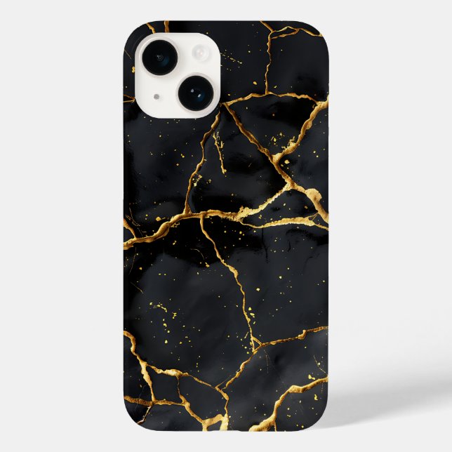 Japanisch Kintsugi Black & Gold Case-Mate iPhone Hülle (Rückseite)