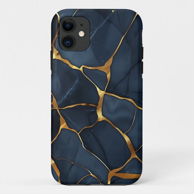 Japanisch Kintsugi Dark Blue Case-Mate iPhone Hülle (Rückseite)