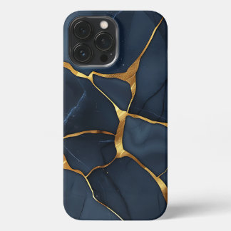 Japanisch Kintsugi Dark Blue iPhone 13 Pro Max Hülle