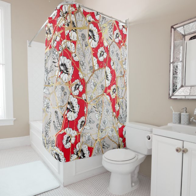 Japanisch Kintsugi. Duschvorhang (Beispiel)