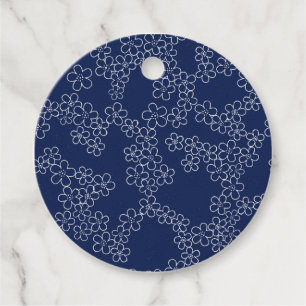 Japanisch Kirschblüte Sakura weiß auf blau Geschenkanhänger