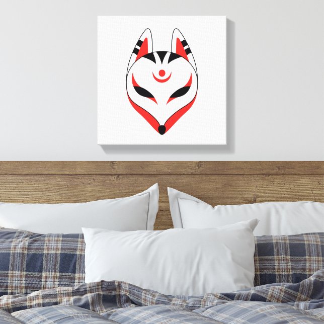 Japanisch Kitsune Fox Maske Leinwanddruck (Insitu (Schlafzimmer))