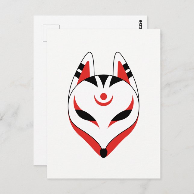 Japanisch Kitsune Fox Maske Postkarte (Vorne/Hinten)