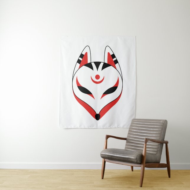 Japanisch Kitsune Fox Maske Wandteppich (Beispiel)