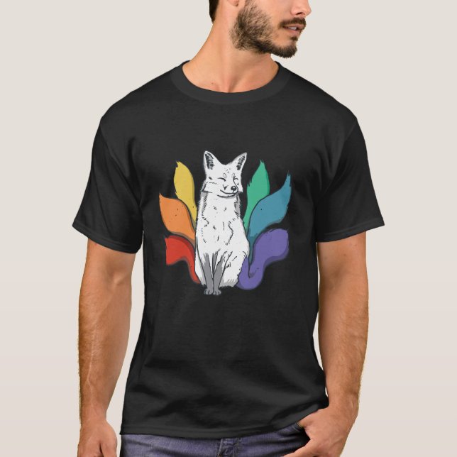 Japanisch Kitsune Fox Traditionelle Kunstästhetik T-Shirt (Vorderseite)