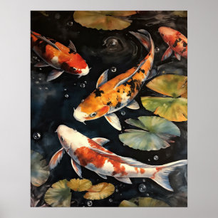 Japanisch Koi Fish Pond Art Print Poster