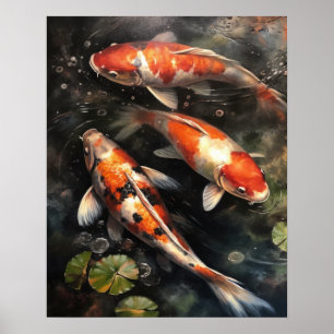 Japanisch Koi Fish Pond Art Print Poster