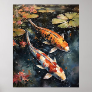 Japanisch Koi Fish Pond Art Print Poster