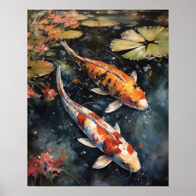 Japanisch Koi Fish Pond Art Print Poster (Vorne)