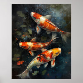 Japanisch Koi Fish Pond Art Print Poster