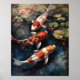 Japanisch Koi Fish Pond Art Print Poster