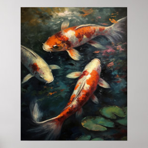 Japanisch Koi Fish Pond Art Print Poster