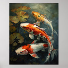 Japanisch Koi Fish Pond Art Print Poster