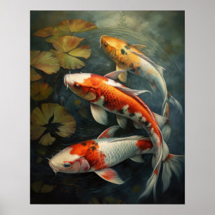 Japanisch Koi Fish Pond Art Print Poster