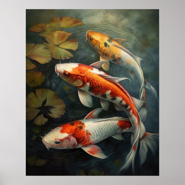 Japanisch Koi Fish Pond Art Print Poster (Vorne)