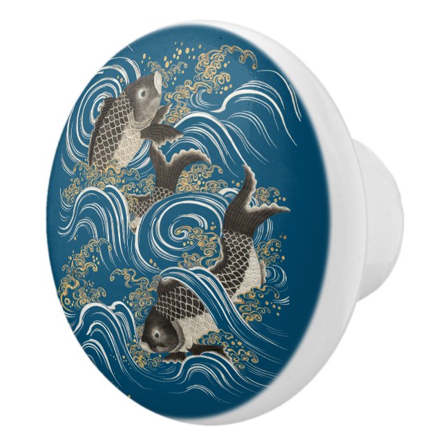 Japanisch Koi Fish Print Keramikknauf (Rechts)