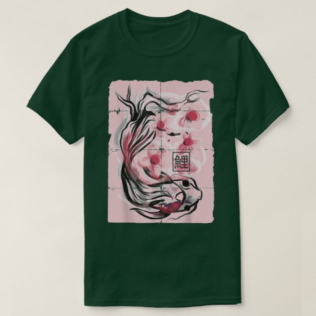 Japanisch Koi Fish Sakura Cherry Blossom Graphic T-Shirt (Design vorne)