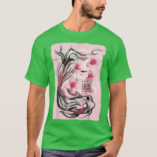 Japanisch Koi Fish Sakura Cherry Blossom Graphic T T-Shirt