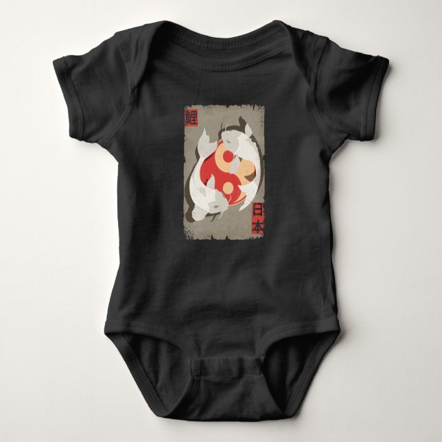 Japanisch Koi Fish Yin Yan Art Baby Strampler (Vorderseite)