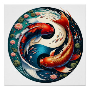 Japanisch Koi Fish Yin Yang Poster