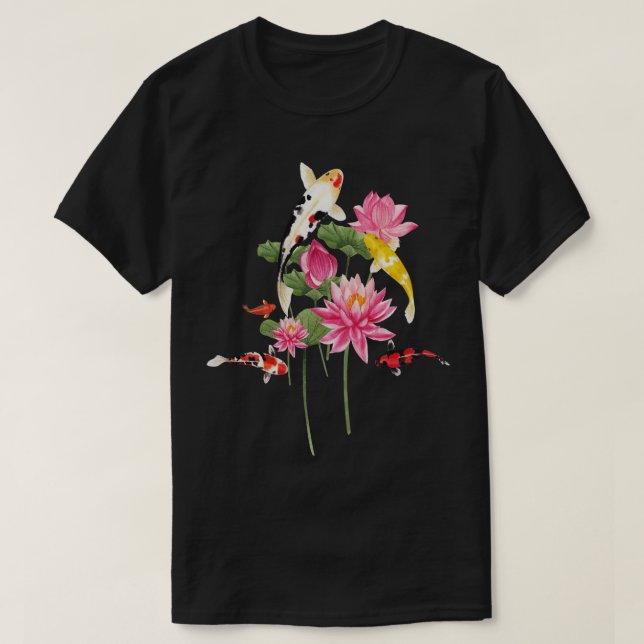 Japanisch Koi p Nishikigoi Fisch Water Lilies Pads T-Shirt (Design vorne)