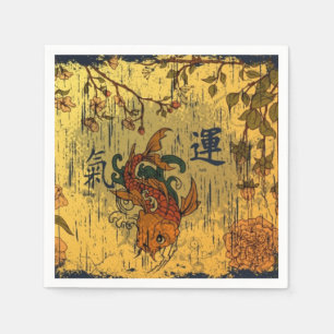 Japanisch Koi Weißbuch Napkins, Standardecke Serviette