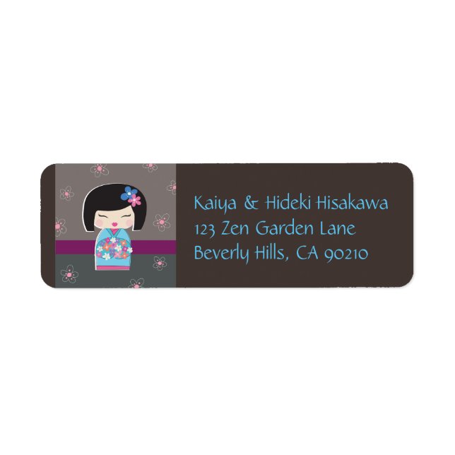 Japanisch Kokeshi Doll Address Labels (Vorne)