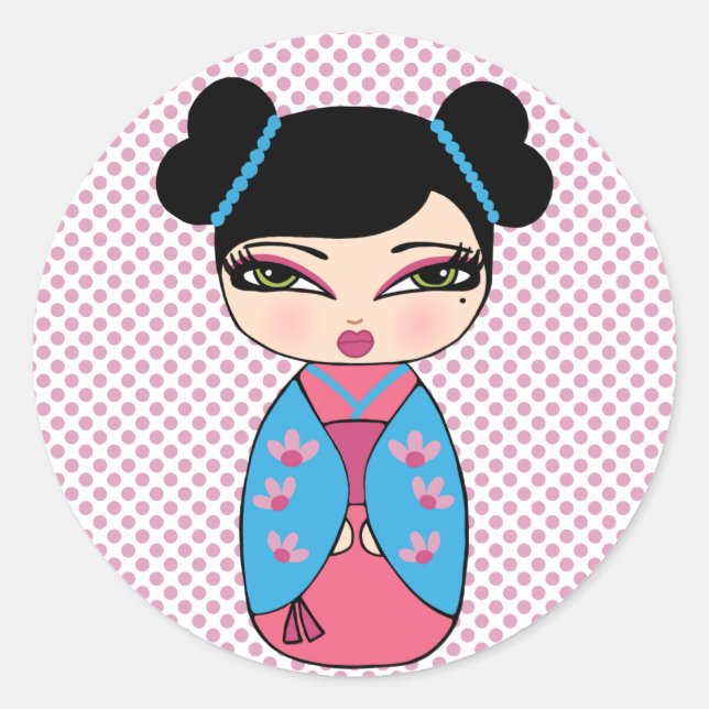 Japanisch Kokeshi Doll Sticker (Vorderseite)