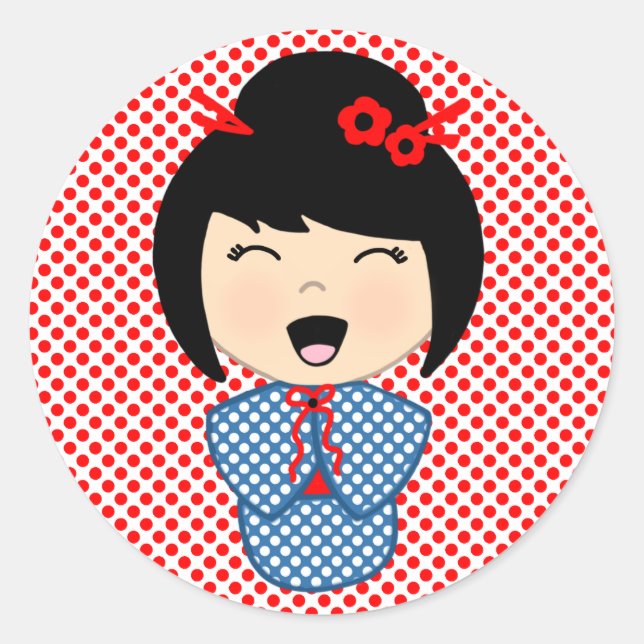 Japanisch Kokeshi Doll Sticker (Vorderseite)