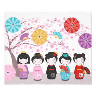 Japanisch Kokeshi Dolls Fotodruck