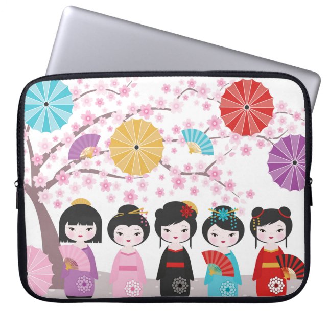 Japanisch Kokeshi Dolls Laptopschutzhülle (Vorderseite)