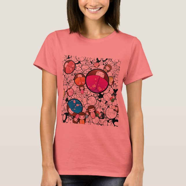 Japanisch Kokeshi Dolls T-Shirt (Vorderseite)