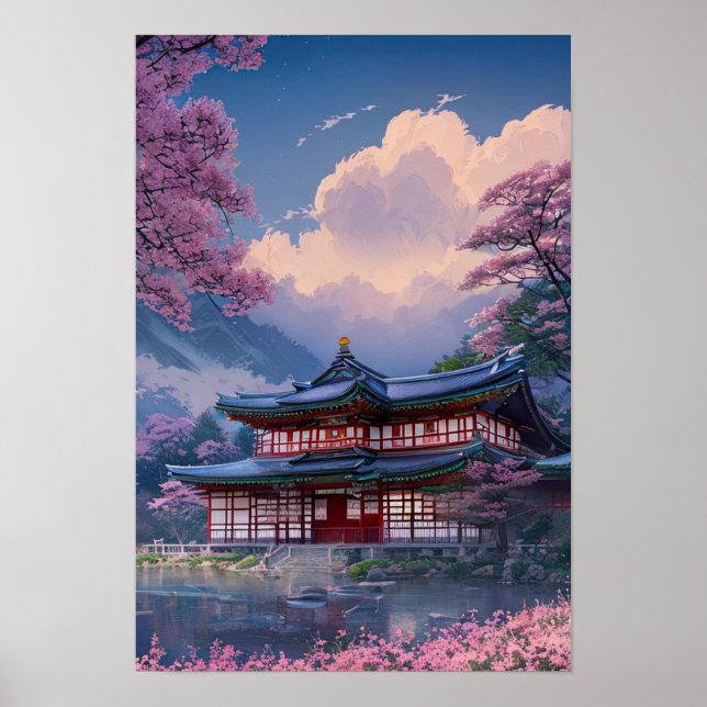 Japanisch Lakeside Haven Poster (Vorne)