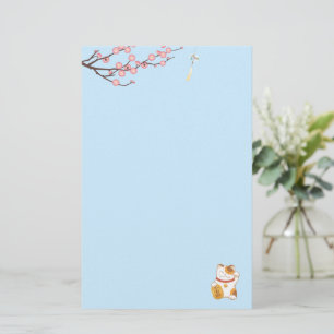 Japanisch Lucky Calico Cat, Maneki Neko Blue Briefpapier