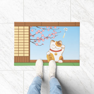 Japanisch Lucky Calico Cat, Maneki Neko Fußmatte