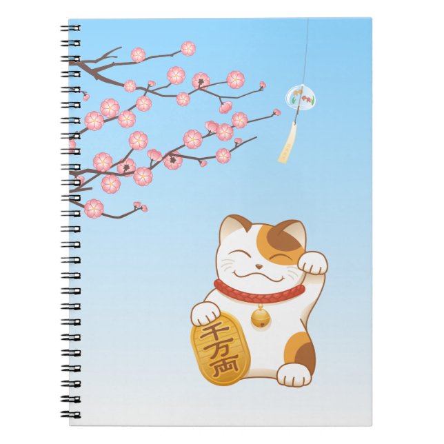 Japanisch Lucky Calico Cat, Maneki Neko Notizblock (Vorderseite)
