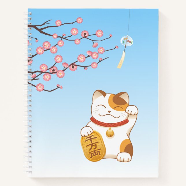 Japanisch Lucky Calico Cat, Maneki Neko Notizbuch (Vorderseite)