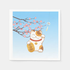 Japanisch Lucky Calico Cat, Maneki Neko Serviette