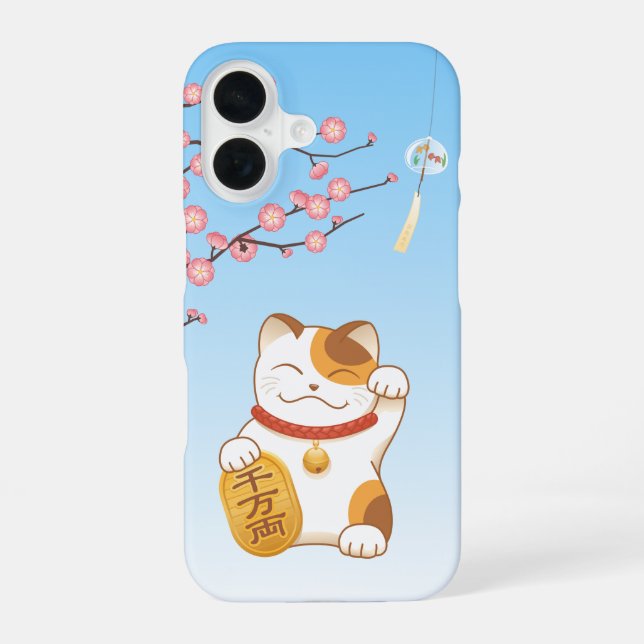 Japanisch Lucky Cat, Calico Maneki Neko iPhone 16 Hülle (Rückseite)