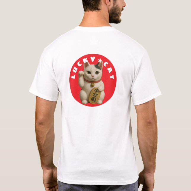 Japanisch Lucky Cat Charm T-Shirt (Rückseite)
