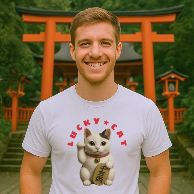 Japanisch Lucky Cat Charm T-Shirt (Images are for illustrative purposes only. It is different from the actual product.)