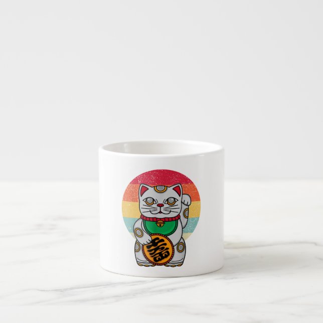 Japanisch Lucky Cat Maneki Neko Kawaii Koban Feng Espressotasse (Vorderseite)