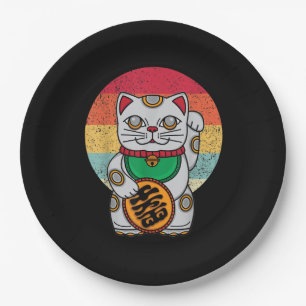 Japanisch Lucky Cat Maneki Neko Kawaii Koban Feng Pappteller