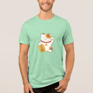 Japanisch Lucky Cat, Maneki Neko Tri-Blend Shirt