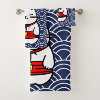 Japanisch Lucky Cat oder Maneki-Neko Badhandtuch Set