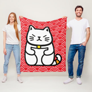 Japanisch Lucky Cat oder Maneki-Neko Fleecedecke