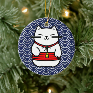 Japanisch Lucky Cat oder Maneki-Neko Keramik Ornament